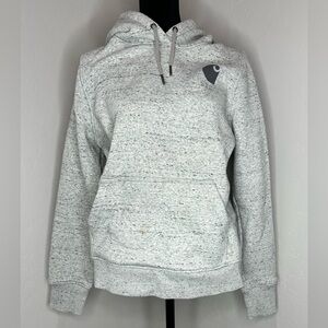 Carhartt Relaxed Fit Hoodie Womens Medium Midweight Logo Sleeve Grunge Gray Work
